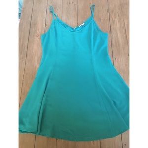 Naked Zebra Teal Skater Dress Size Large Zip Back