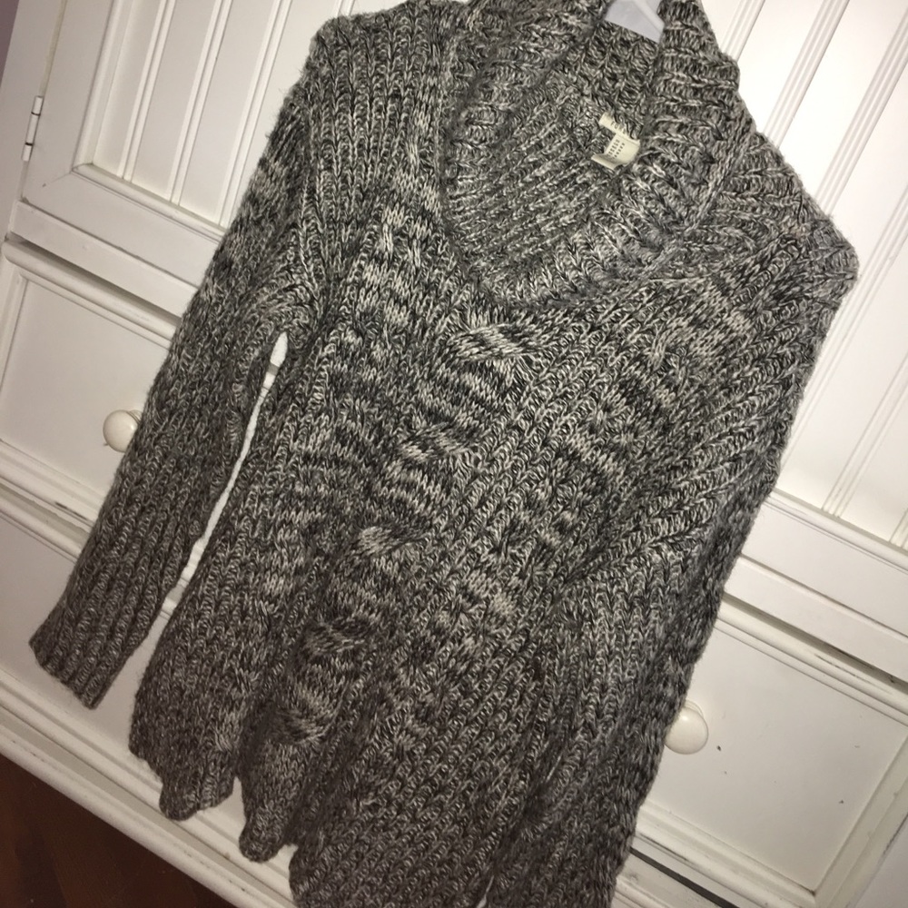 comfortable gray and black sweater turtleneck