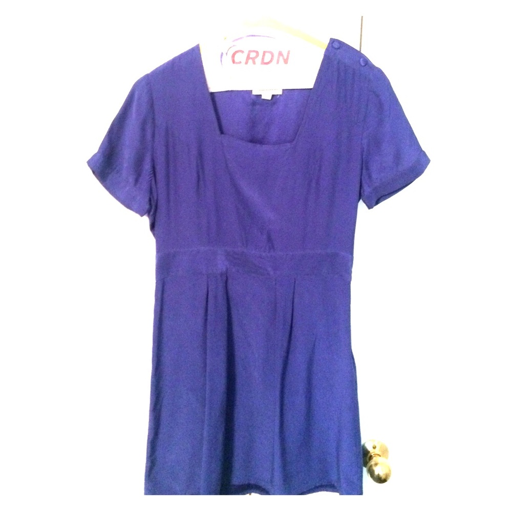 Blue silk short sleeve dress urban outfitters