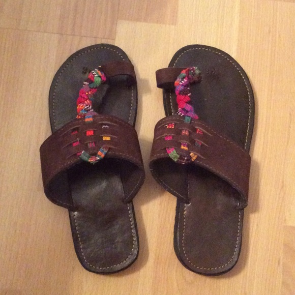 Leather Brown and multi colored Sandals - Picture 1 of 2