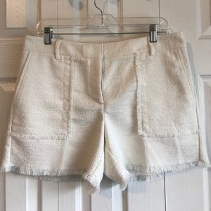 Ann Taylor Tweed Cream Shorts with Fringe