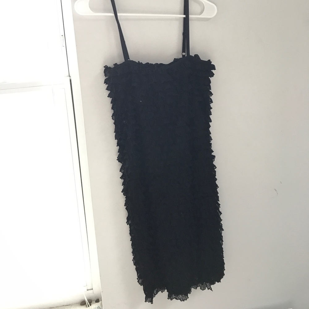 Black ruffle dress with A LOT of stretch