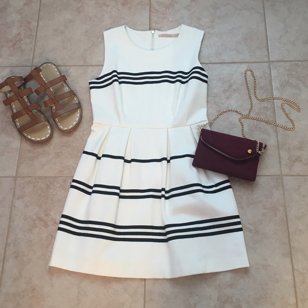 White w/ Black Stripped Dress