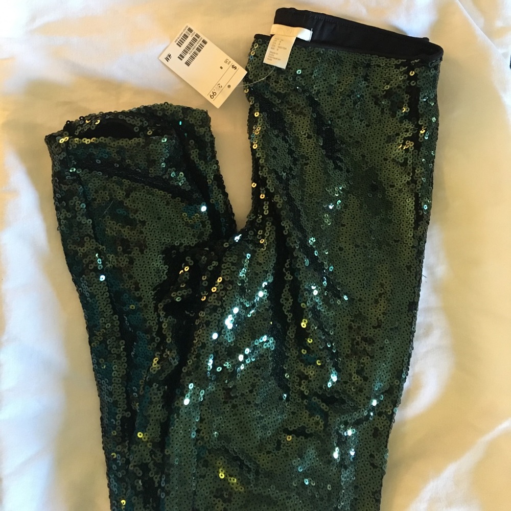 Green sequin leggings