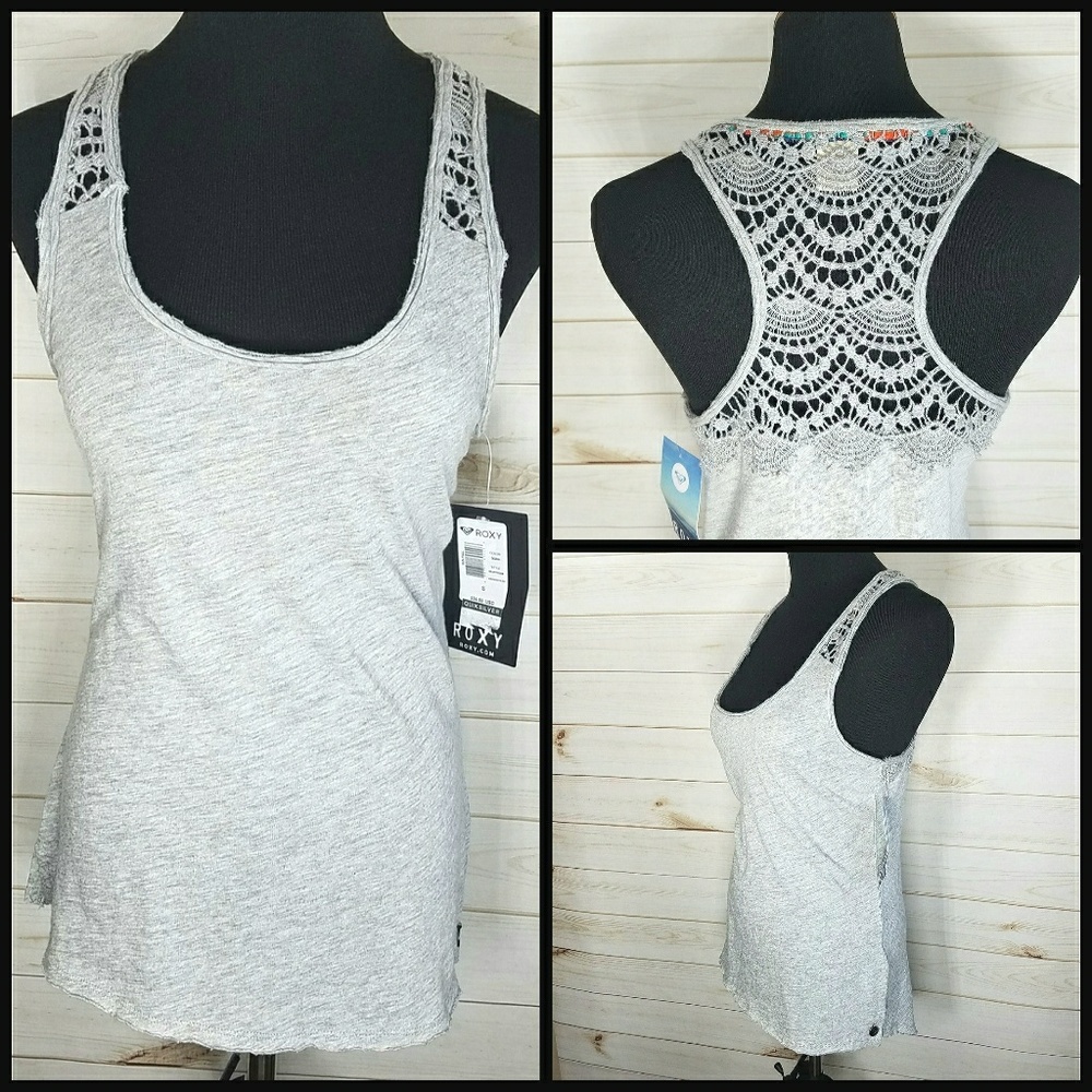 ROXY Racerback Tank Crochet Detail XS,