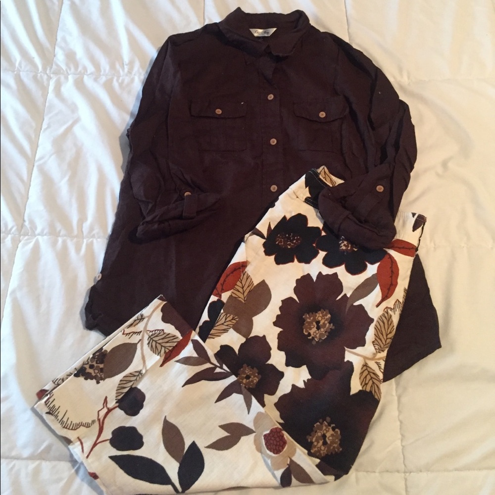 🆕Floral linen capri pants - Picture 4 of 7