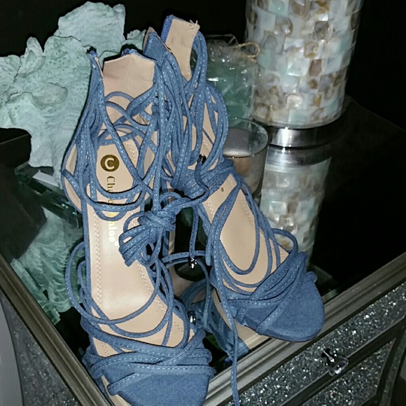Denim sandals. SOLD - Picture 2 of 4