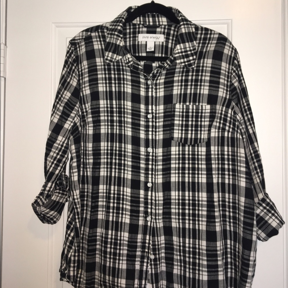 Black Plaid Cotton Button Down-2x