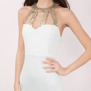 Tobi white and gold sequin dress