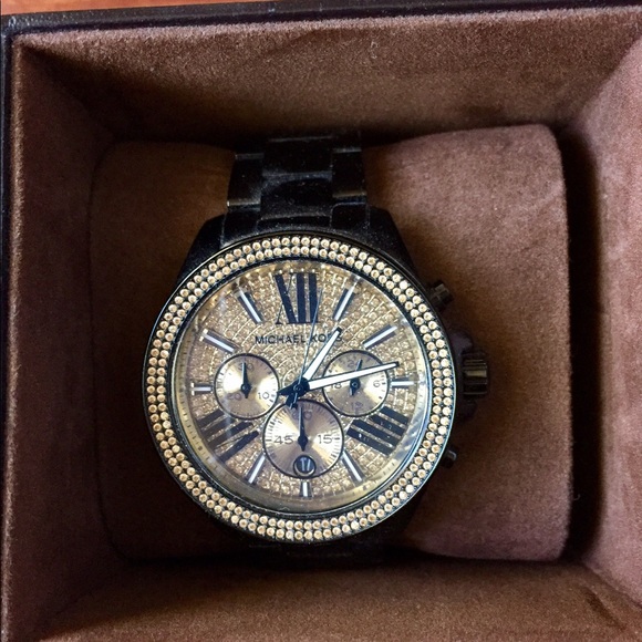 Michael Kors GOLD & BLACK GLITZ Watch (worn once) - Picture 1 of 6
