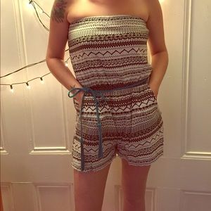 Bohemian romper with braided belt