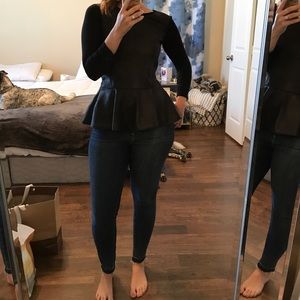 NWT long sleeve black peplum top