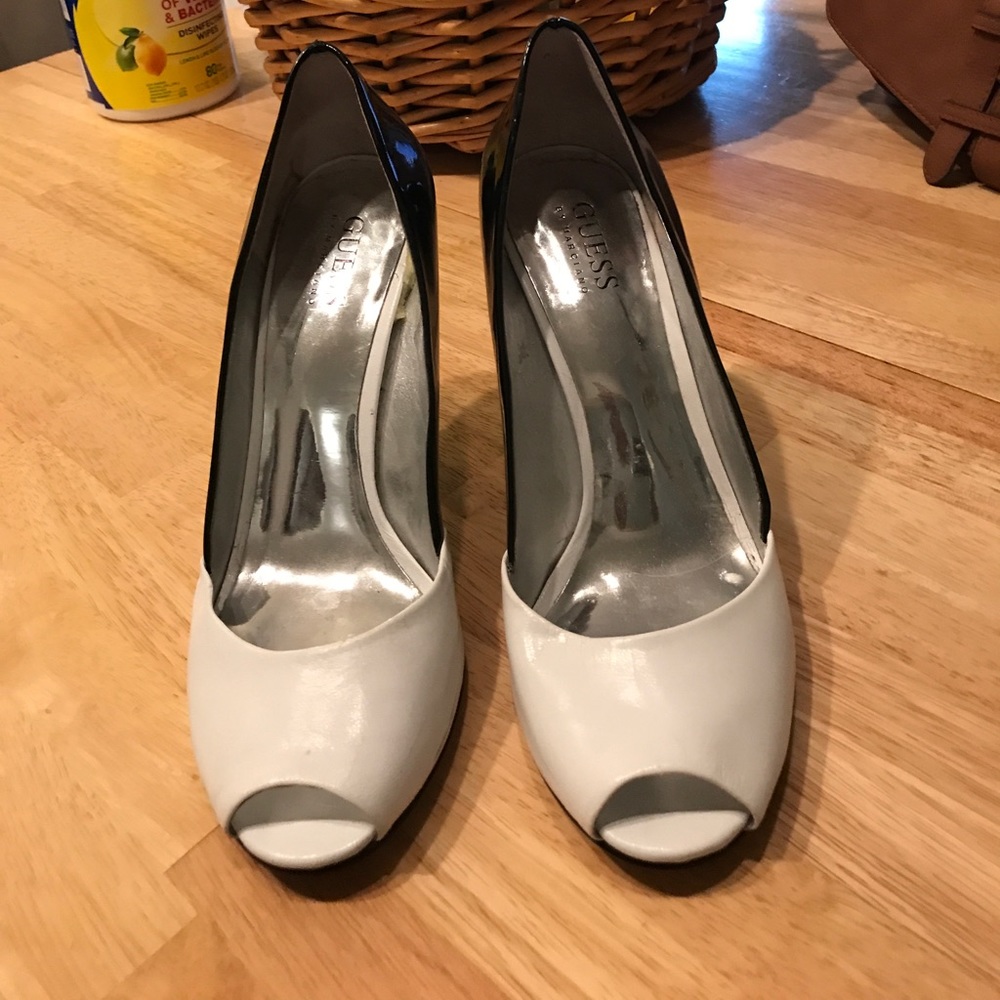 Black/White Peep Toe Heel