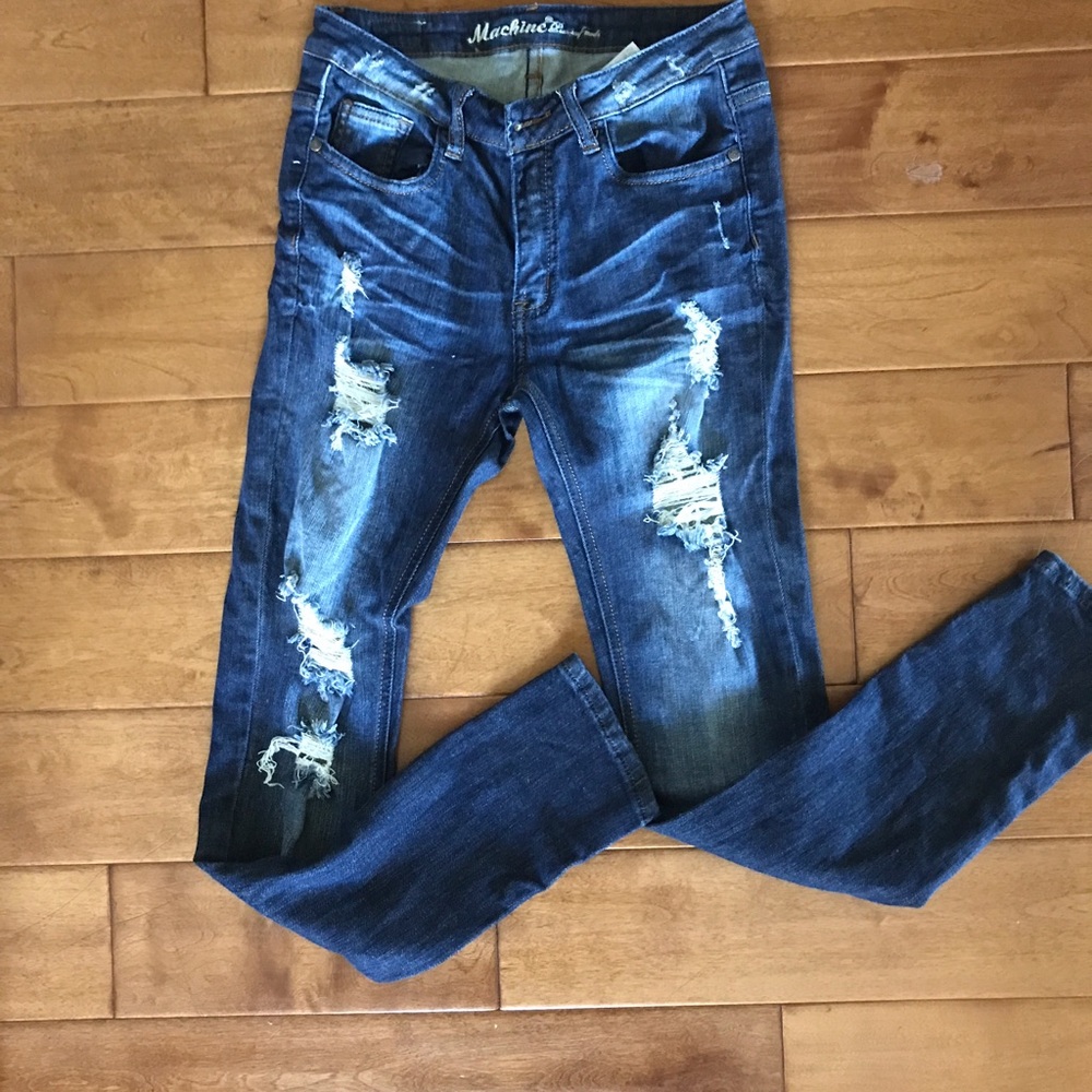 machine distressed jeans-Jennifer wash