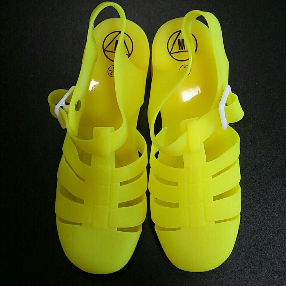 Neon yellow jelly shoes