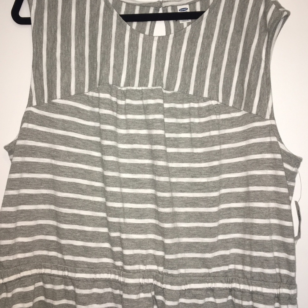 Grey Knit Stripe Dress- 3X