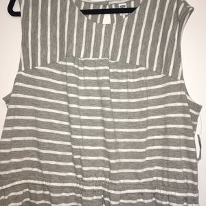 Grey Knit Stripe Dress- 3X