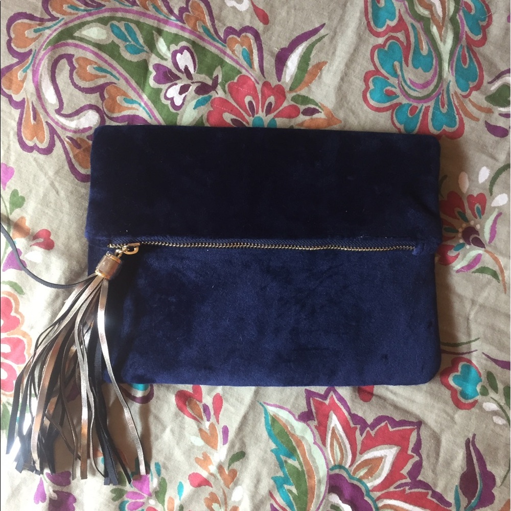 Dark Royal Blue Velvet Clutch