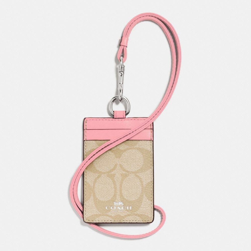 ❌SOLD❌Coach Pink & Tan ID Lanyard in Signature CC's