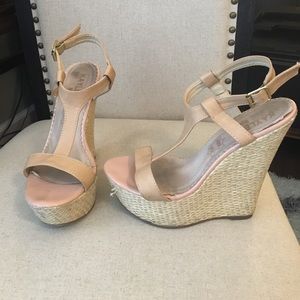 Nude wedge sandal