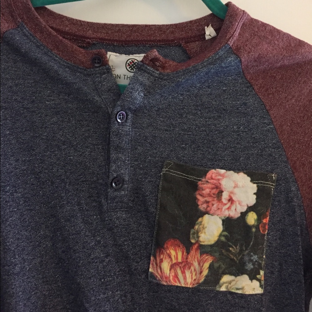 NWOT baseball tee with floral pocket