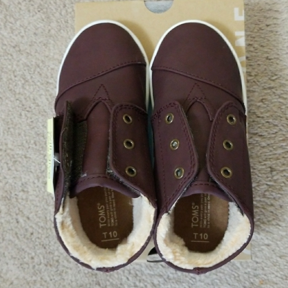 Kids TOMS Paseo mid brown synthetic leather sz 10
