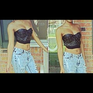 Studded black crop top