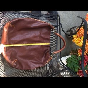 Lucky Brand Whipstitch tan soft leather hobo bag