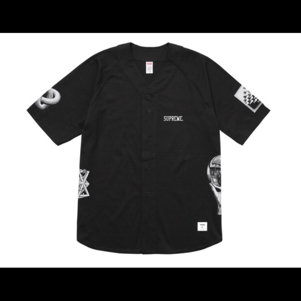 supreme x M.C. Escher cotton baseball jersey