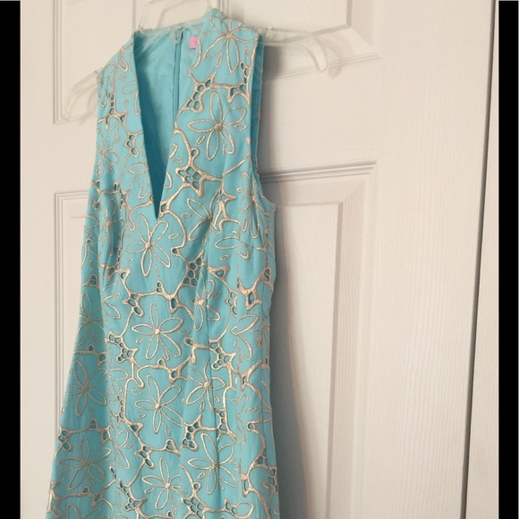 Lilly Pulitzer | Dresses | Turquoise And Gold Lily Pulitzer Cocktail Dress  | Poshmark