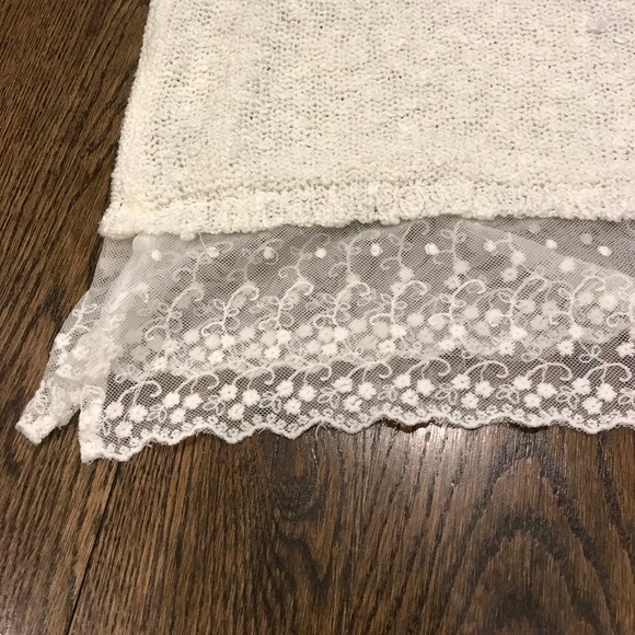 Super cute cream sweater with lace bottom!! - Picture 2 of 2