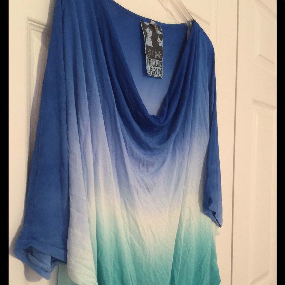 Tie dye scoop neck top with drawstring waist