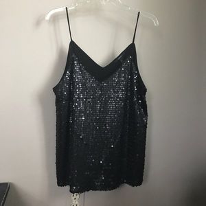 Black sequence tank top