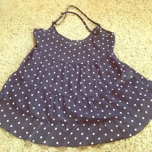 Polka dot long crisscross back tank top