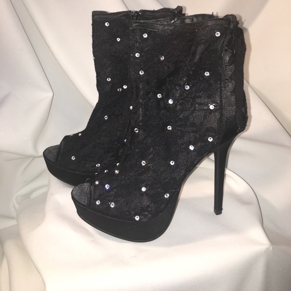 Lace Swarovski embellish corset tie peep toe - Picture 2 of 7