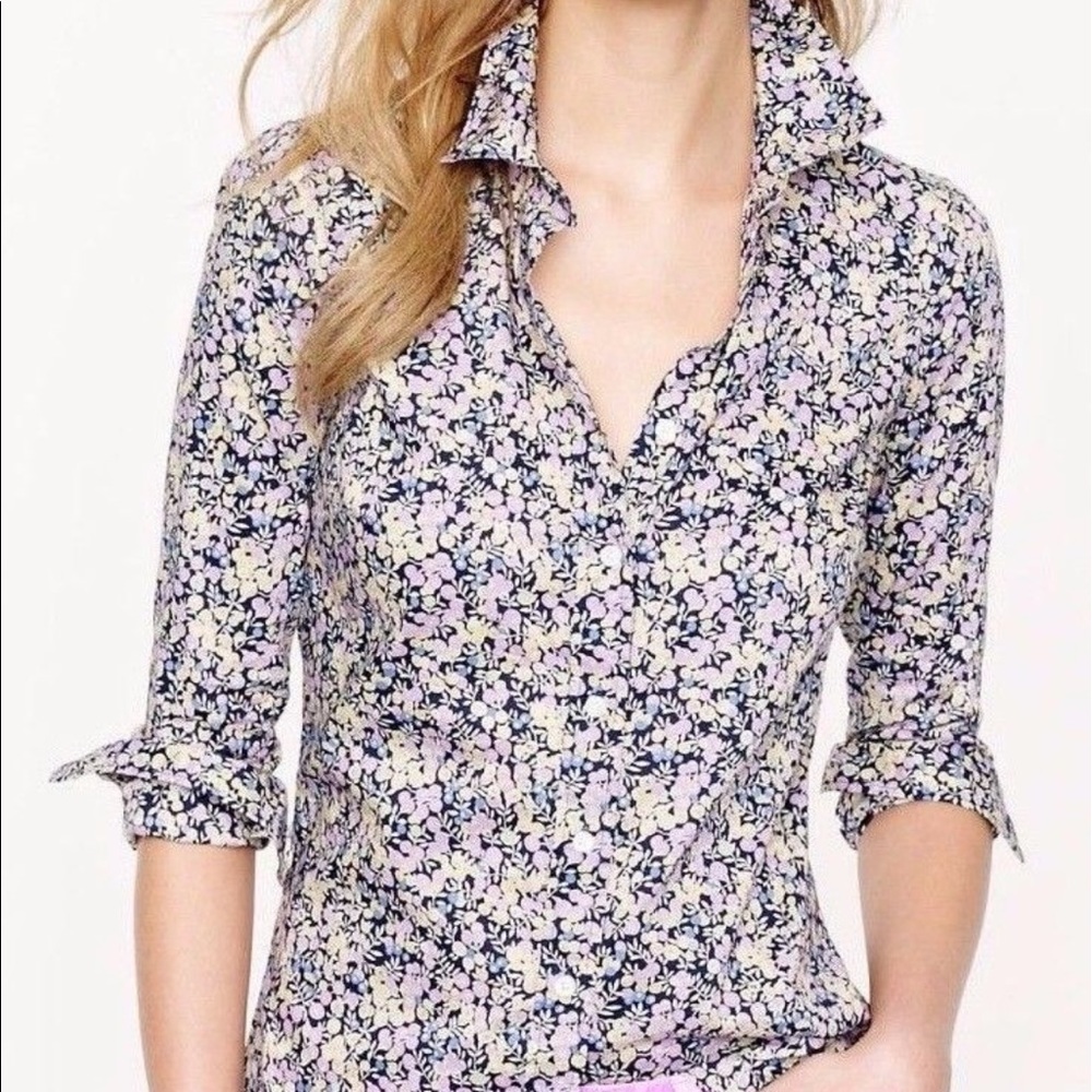 NWOT J. Crew Liberty Perfect Floral Shirt in 00