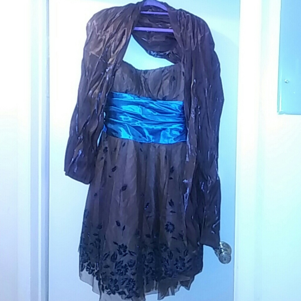 BROWN AND blue Dress