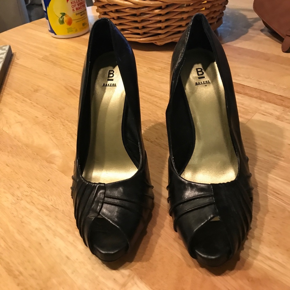 Black Peep Toe Heels