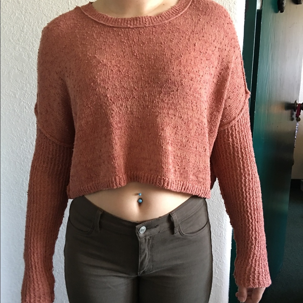 Staring at Star brunt pink cropped sweater
