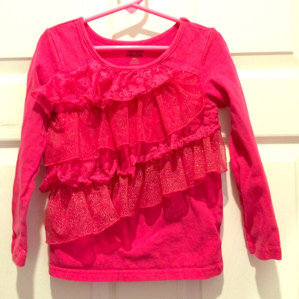 Little Girls Long Sleeved Ruffled Front Top