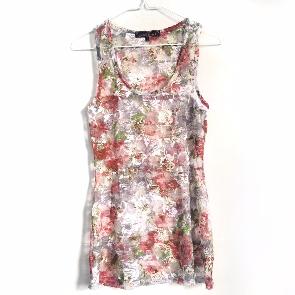 Almost Famous - Floral Lace Tank - Size Medium