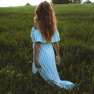 White and blue striped summer dress ☘️