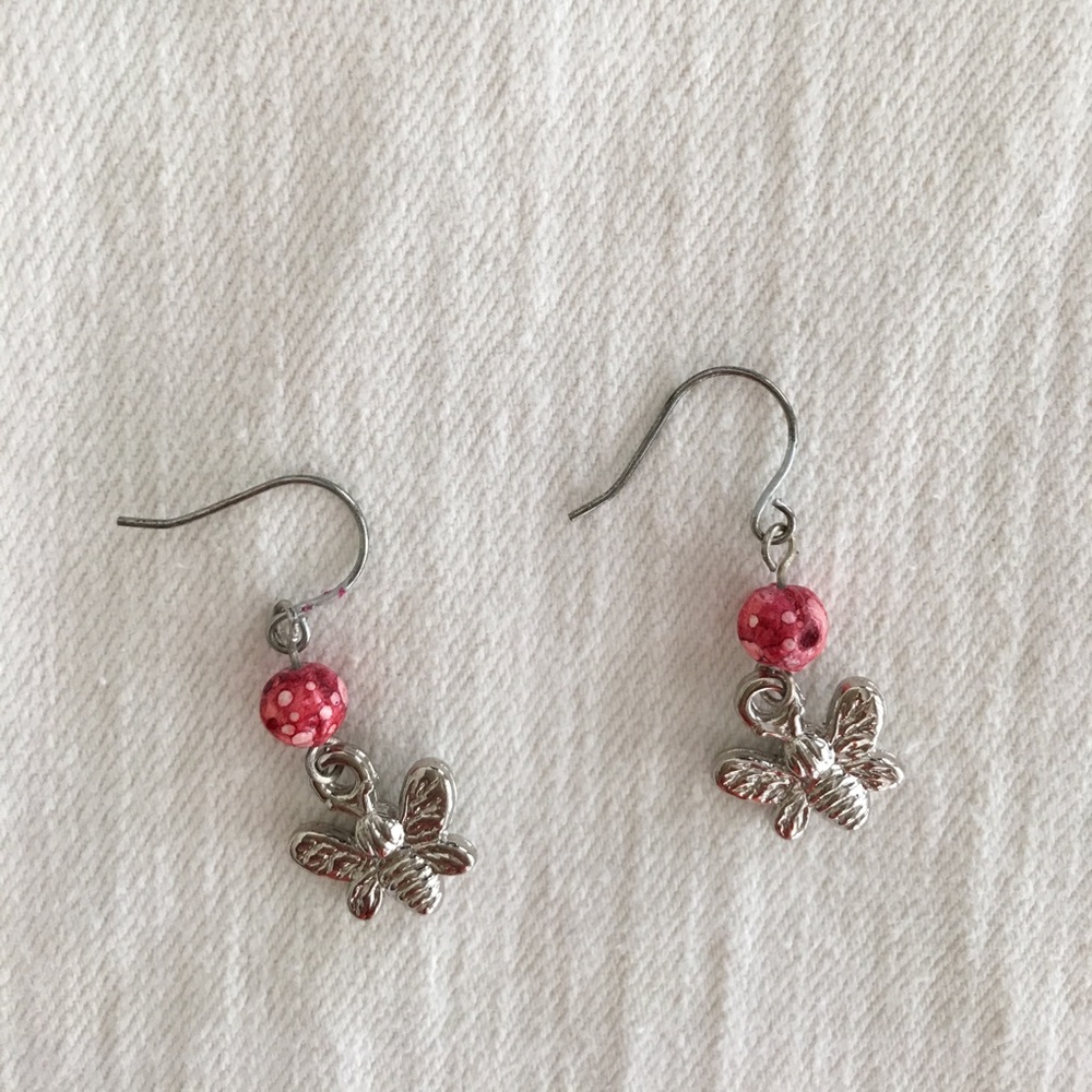 Handmade Earrings red butterfly - Picture 1 of 1