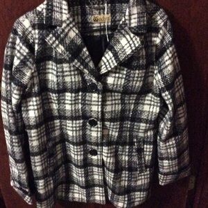 Black and white plaid coat