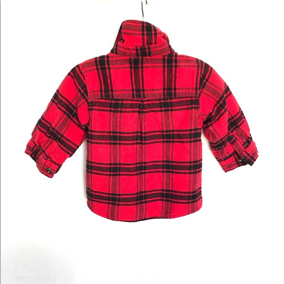 Carters Red Plaid Fleece lined Flannel - Picture 4 of 5