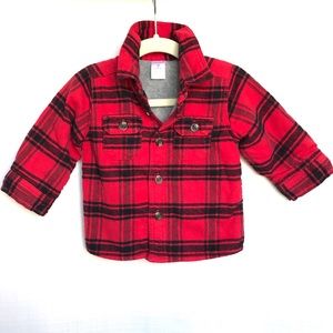 Carters Red Plaid Fleece lined Flannel