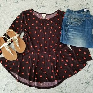 Mossimo Supply Co. Polka Dot Peplum Top