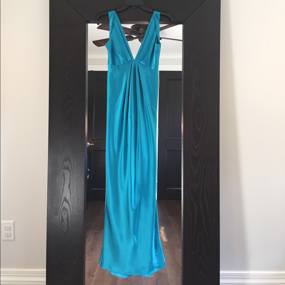ABS Cowl neck teal gown