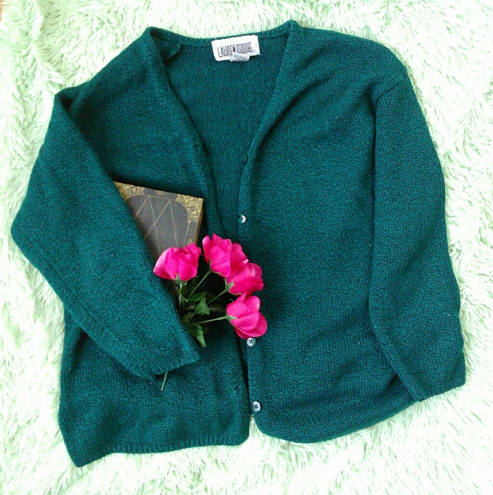 Dark Green Knit Cardigan