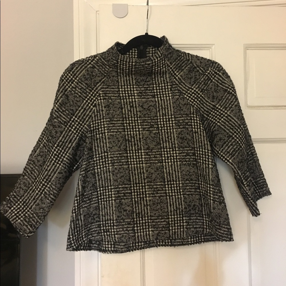 ZARA high neck plaid top